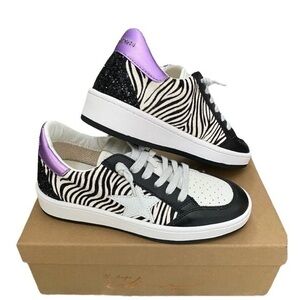 Vintage Havana Fey Sneaker Size 6.5 New in Box - Zebra Print Black Purple - FIRM